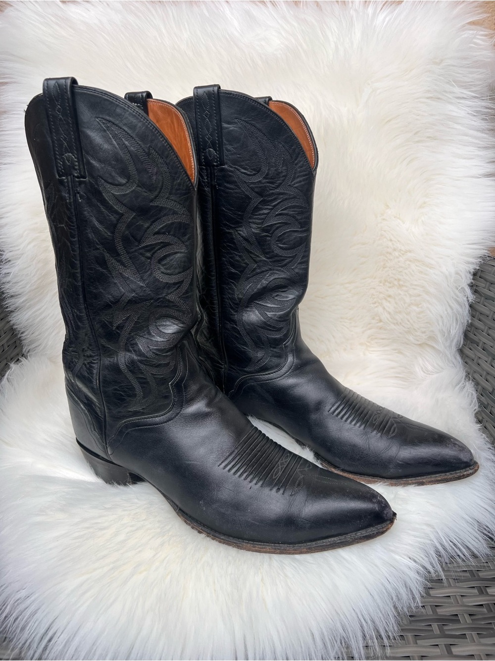 Vintage El Dorado Cowboy Boots Mens Size 13 D Western Handmade Black Leather